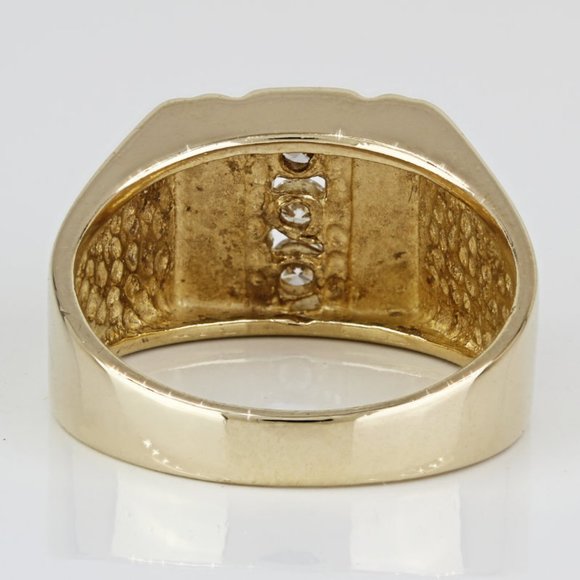 Vintage 14K Yellow Gold and Diamond Men's Art Deco Cocktail Anniversary Ring - Picture 4 of 7